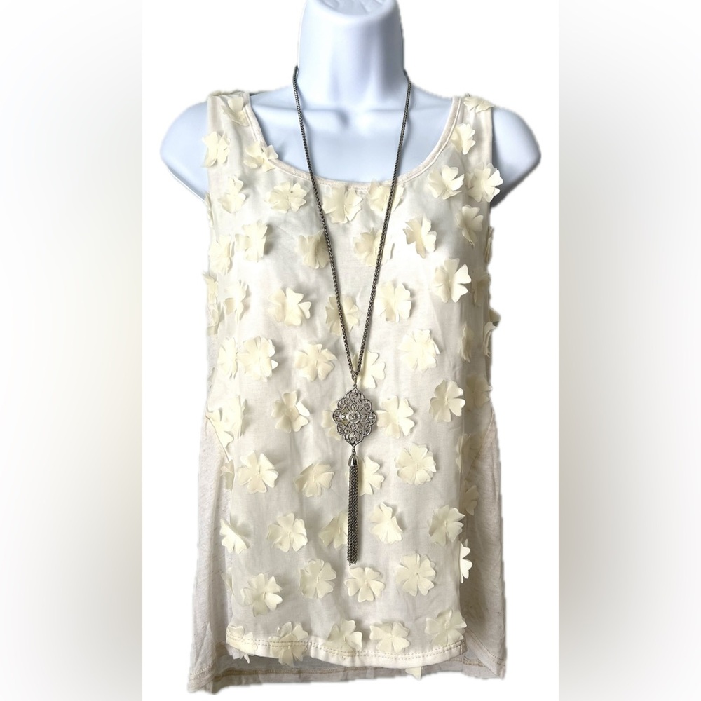 Olivia Moon Elegant Cream Floral Women's Top XS